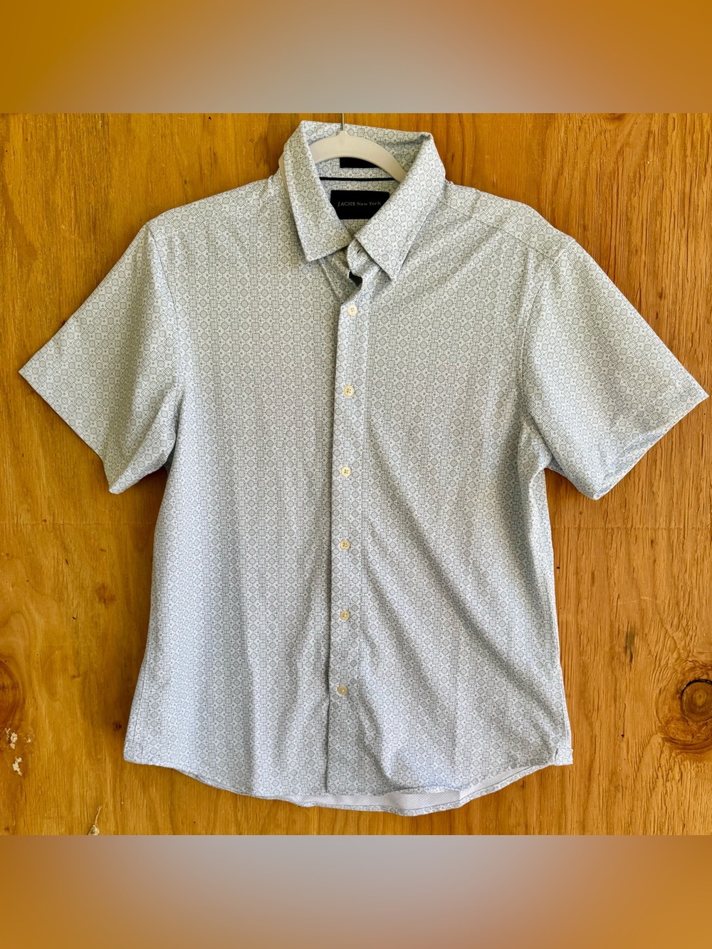 Jachs New York Men’s Small Geometric Print Button Front Shirt Short Sleeve